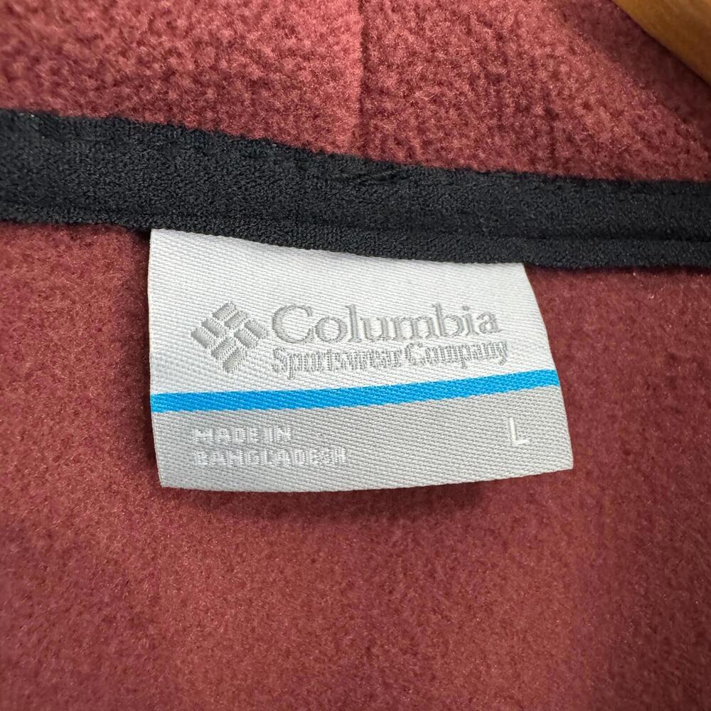 Columbia Men’s Size Large Spice Red Black Sequoia Grove Half Zip Fleece Pullover - Picture 4 of 8